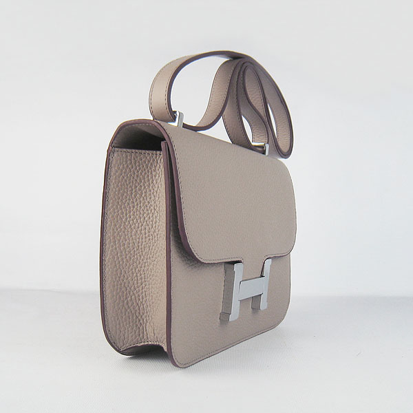 7A Hermes Oxhide Leather Message Bag Grey H017 - Click Image to Close